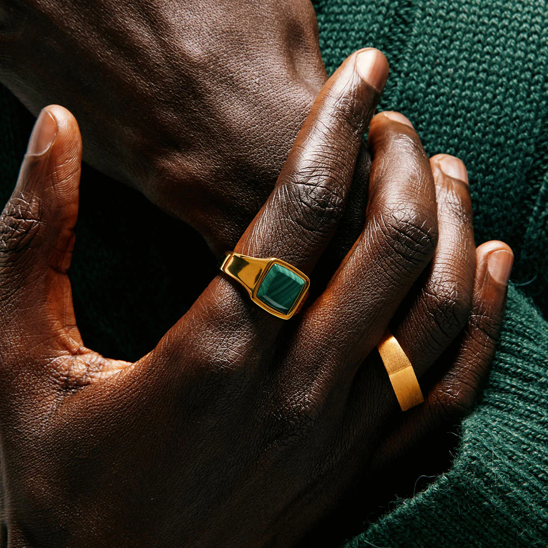 Gold Brushed Rectangle Ring - Image 5