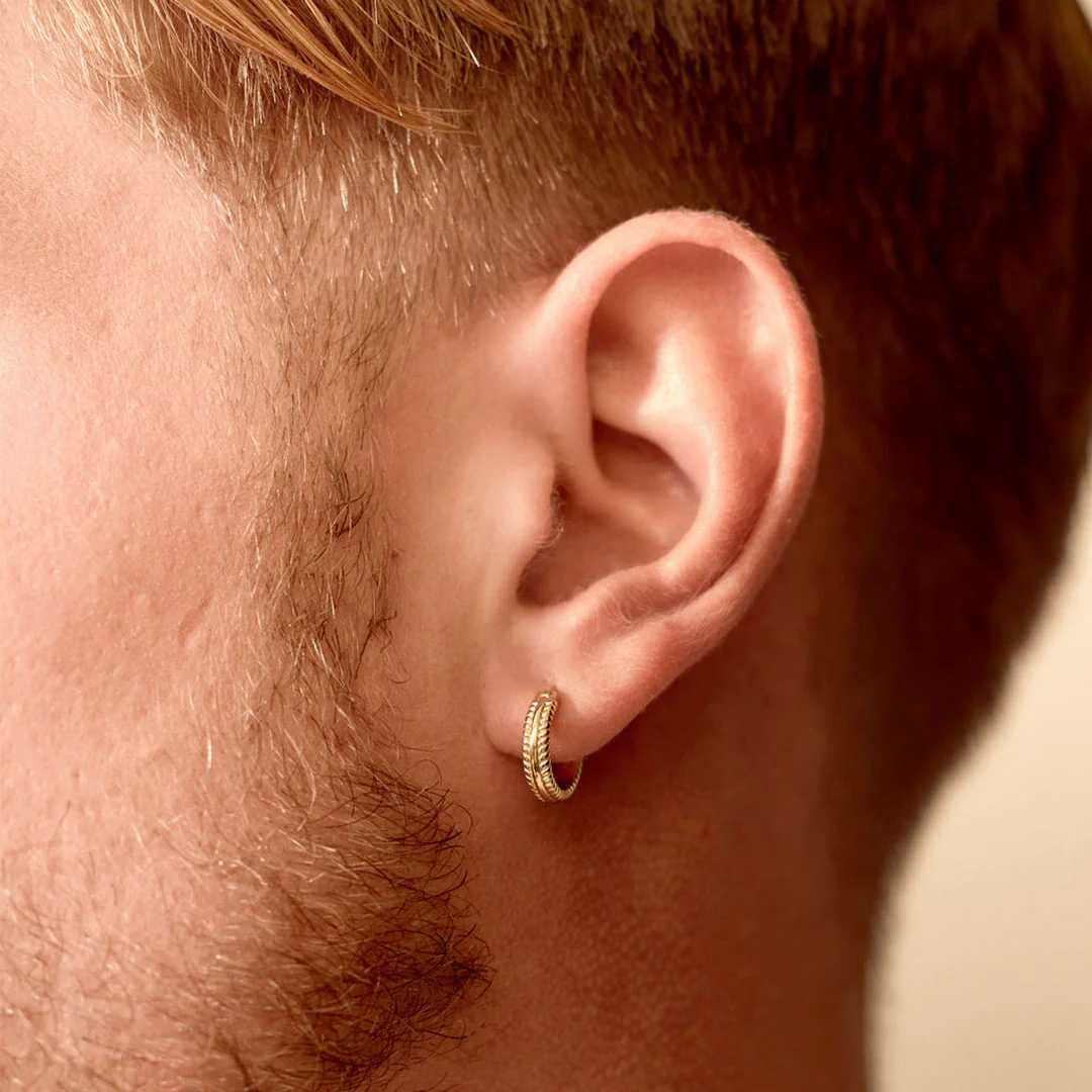Gold Cable Hoop Earring - Image 7