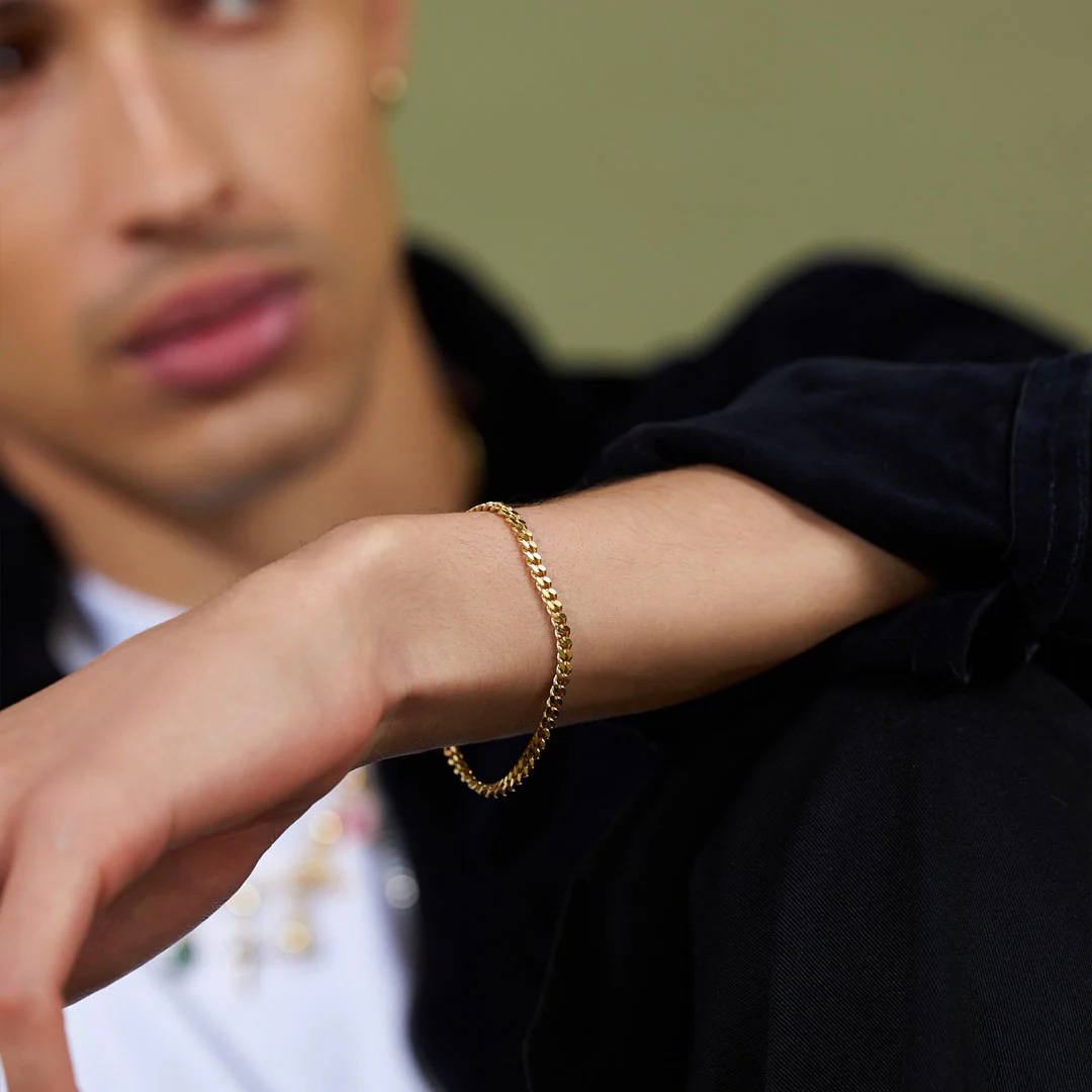 Gold 3.5mm Curb Bracelet - Image 7