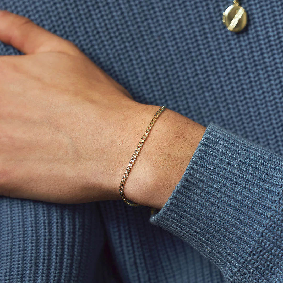 Gold Flat Cuban Chain Bracelet - Image 5