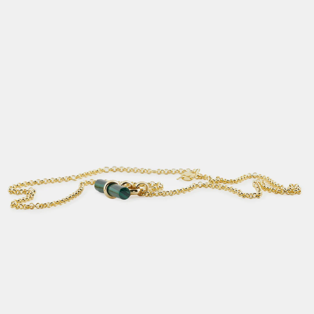 Gold Malachite T-Bar Necklace - Image 6