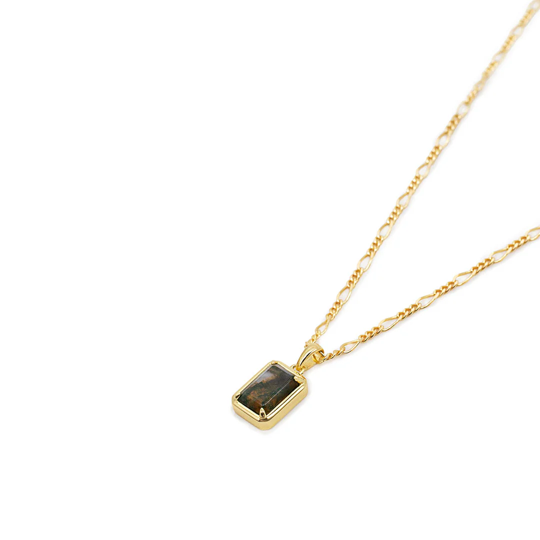 Gold Moss Agate Necklace - Image 2