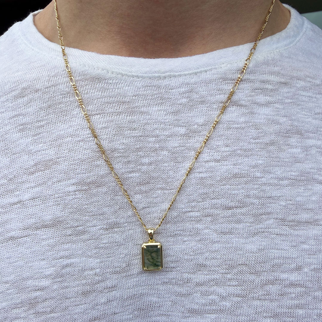 Gold Moss Agate Necklace - Image 5