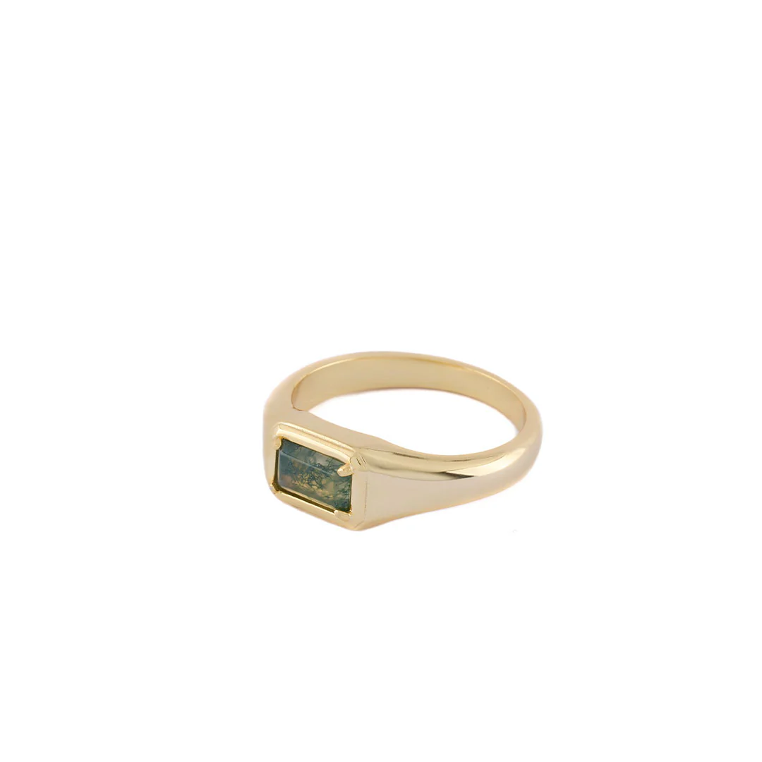 Gold Moss Agate Ring - Image 4