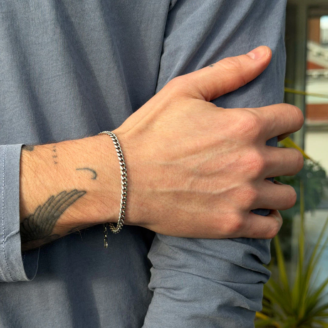 Silver 4mm Curb Bracelet - Image 6