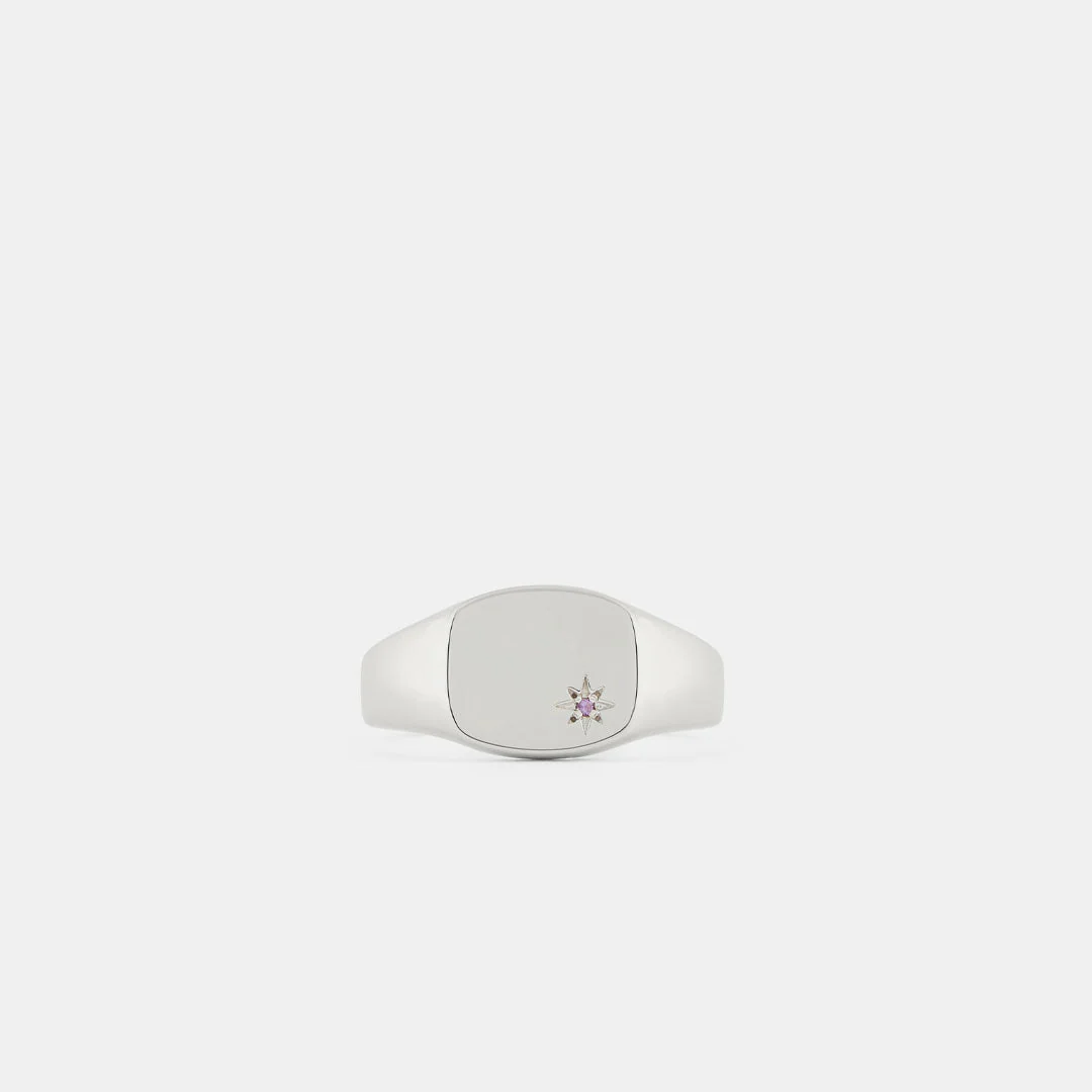Silver Amethyst Birthstone Ring - Image 3