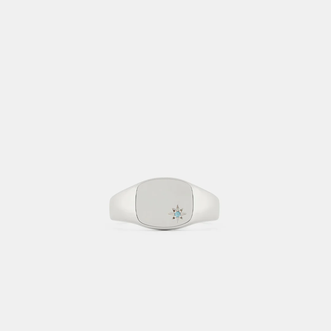 Silver Blue Topaz Birthstone Ring - Image 3