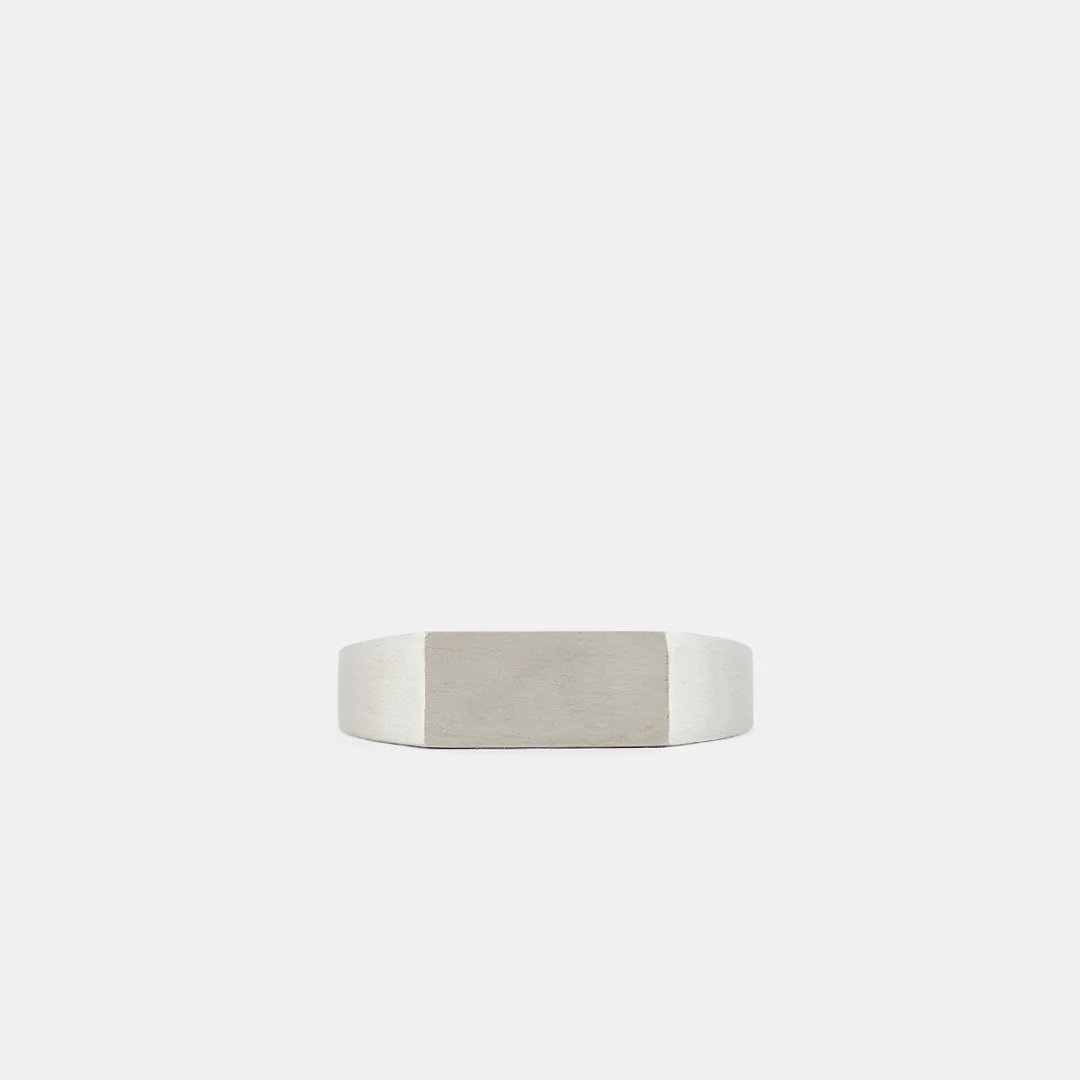 Silver Brushed Rectangle Ring - Image 3