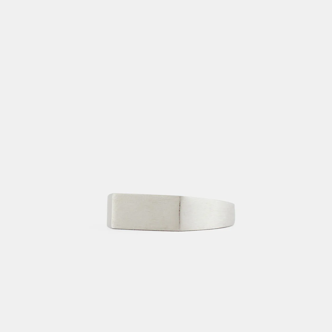 Silver Brushed Rectangle Ring - Image 6