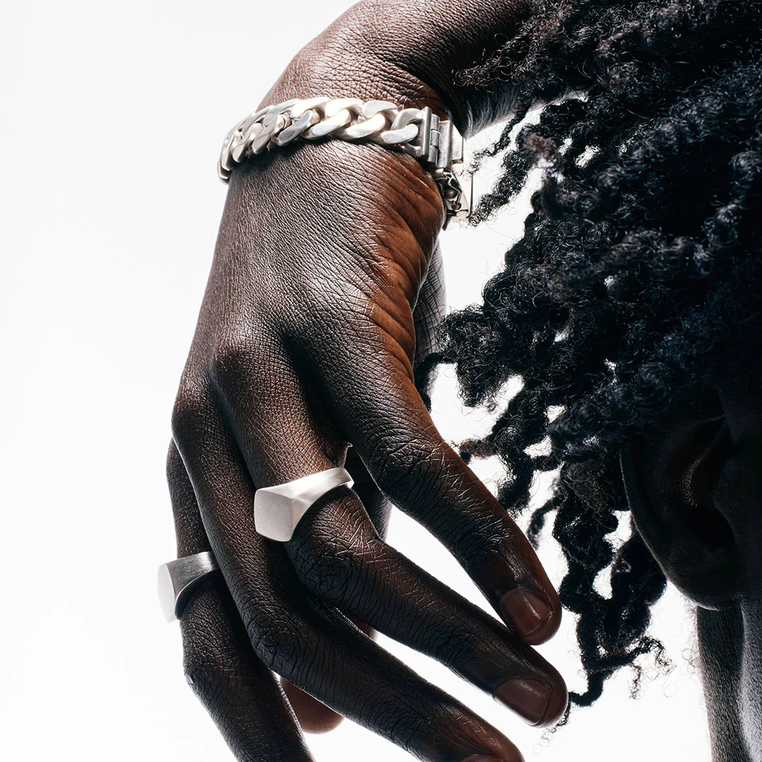Silver Brushed Rhombus Ring - Image 5