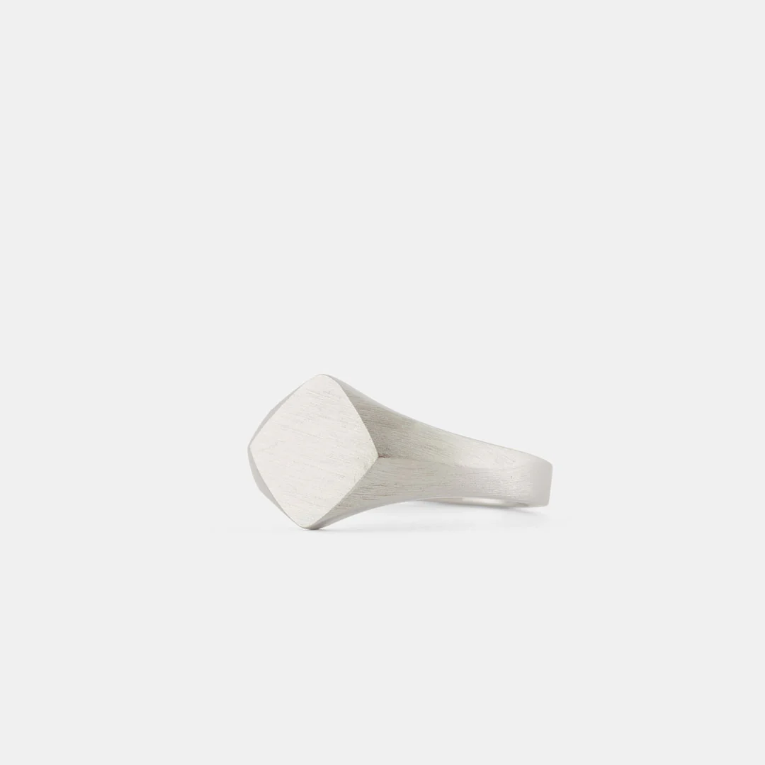 Silver Brushed Rhombus Ring - Image 6