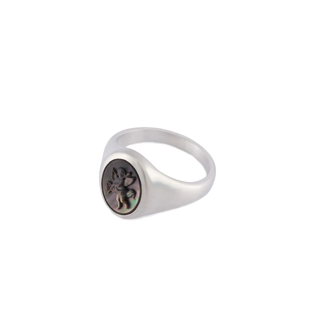 Silver Cherub Cameo Ring - Image 4