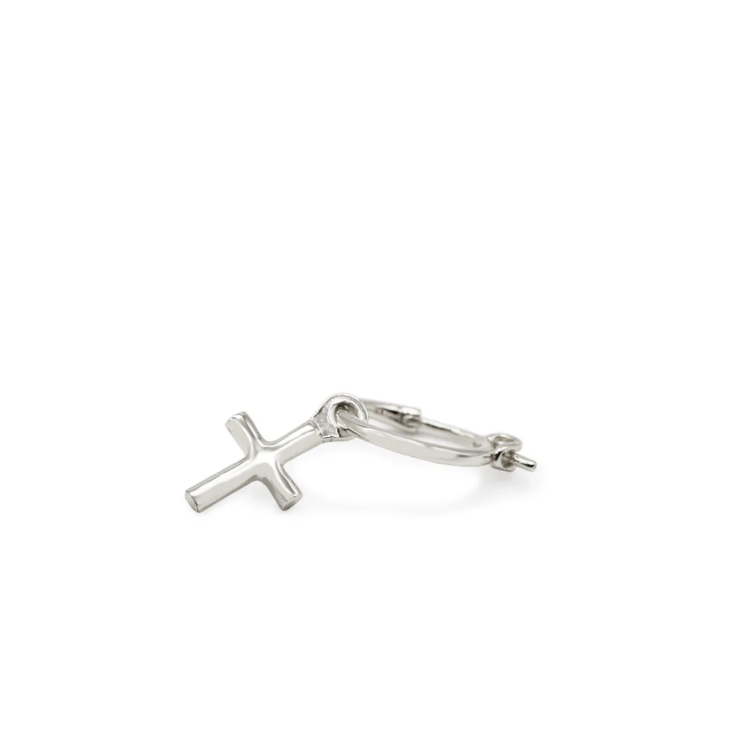 Silver Cross Pendant Earring - Image 4