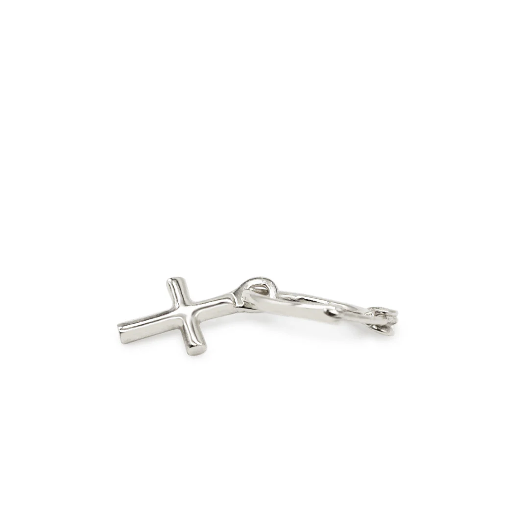 Silver Cross Pendant Earring - Image 5