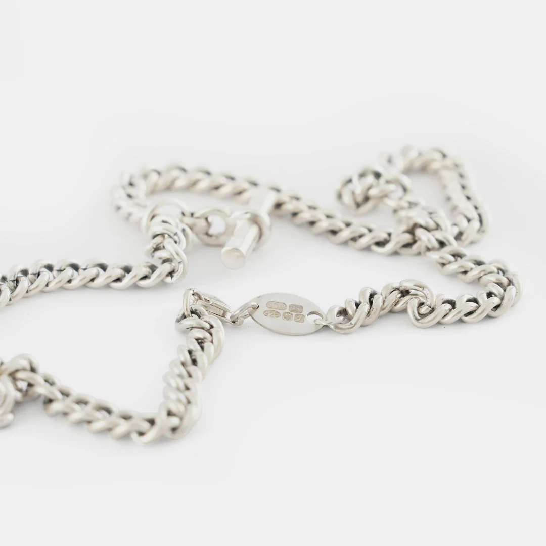 Silver Curb T-Bar Necklace - Image 4