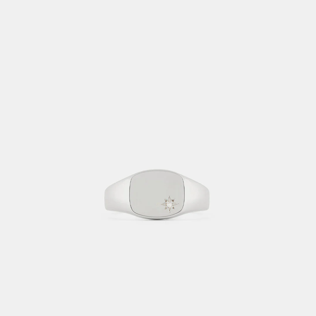 Silver Diamond Birthstone Ring - Image 3