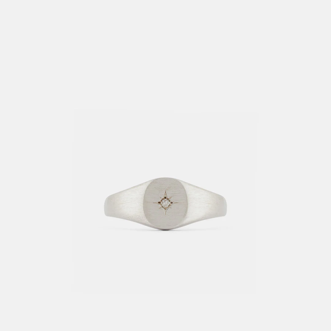 Silver Diamond Signet Ring