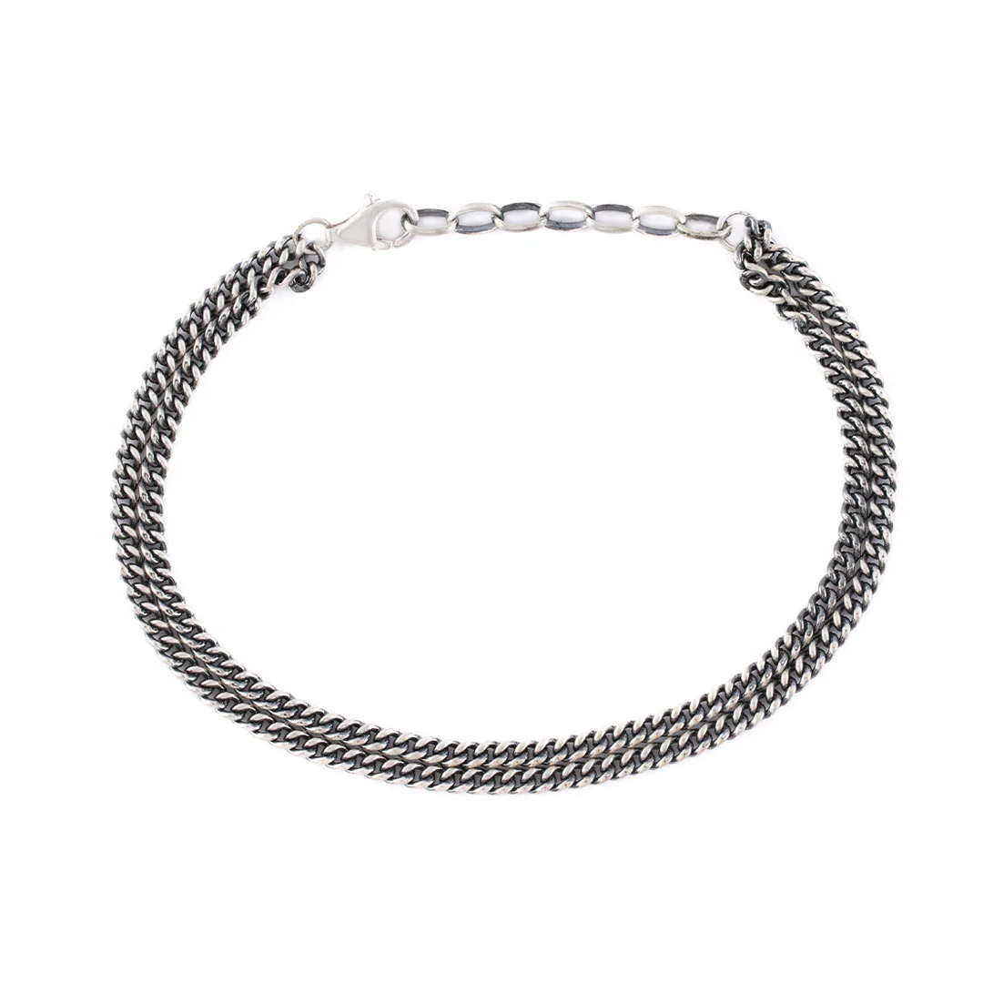 Silver Double Curb Bracelet - Image 4