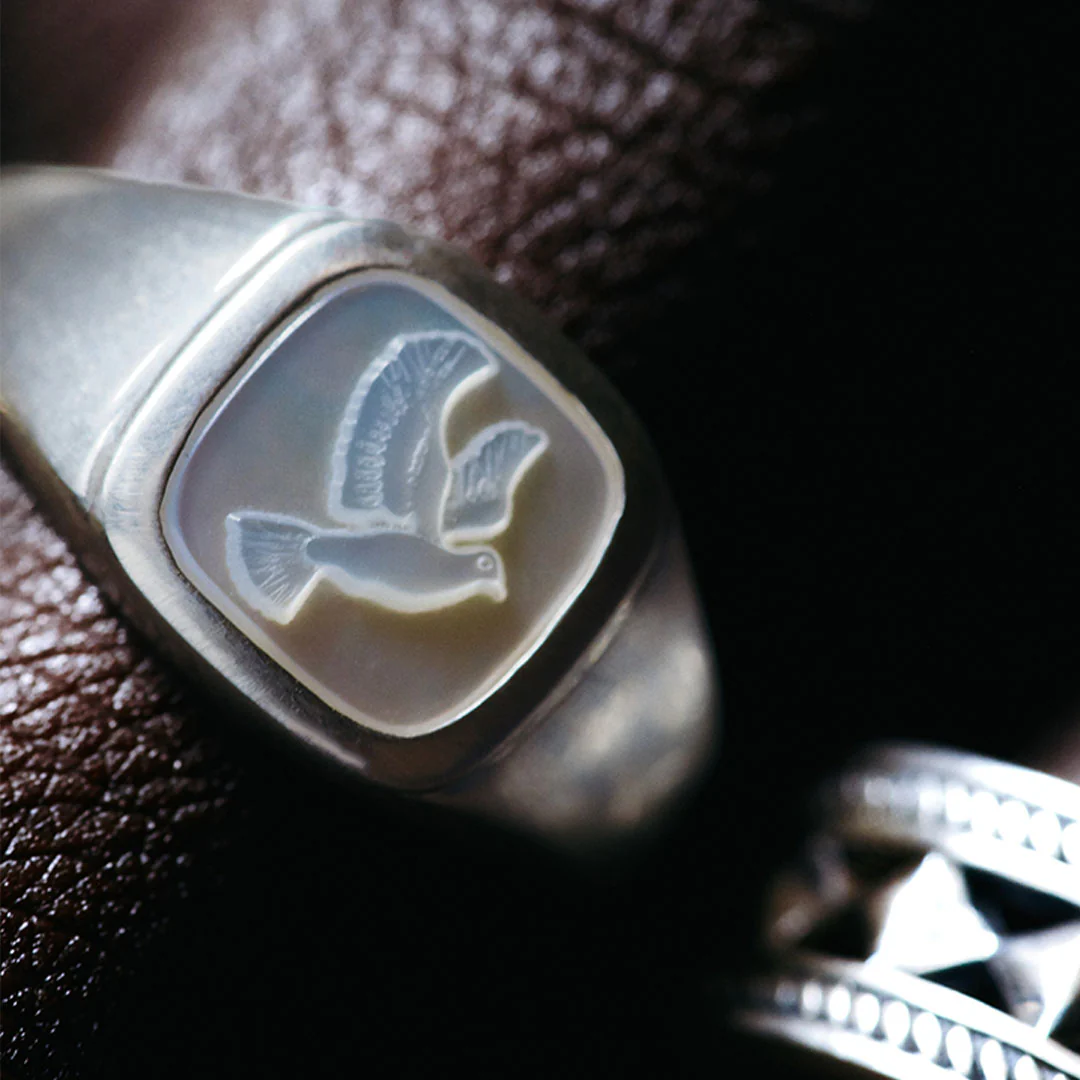 Silver Dove Cameo Ring - Image 8