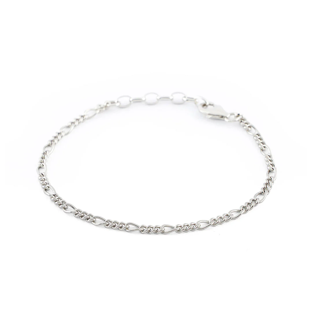 Silver Figaro Bracelet - Image 5