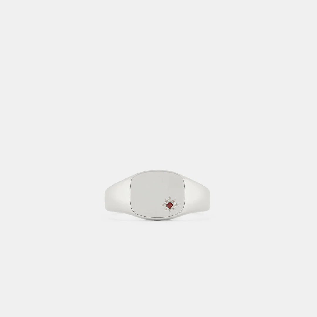 Silver Garnet Birthstone Ring - Image 3