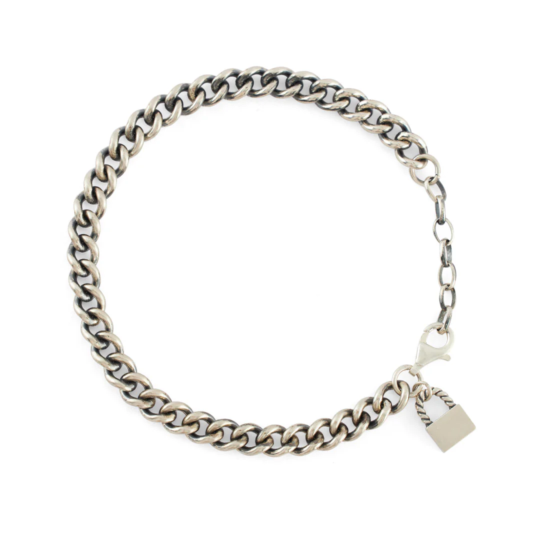 Silver Padlock Bracelet - Image 4