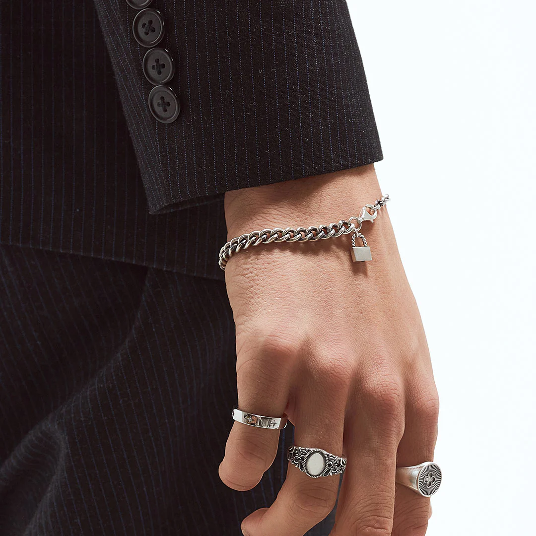 Silver Padlock Bracelet - Image 6