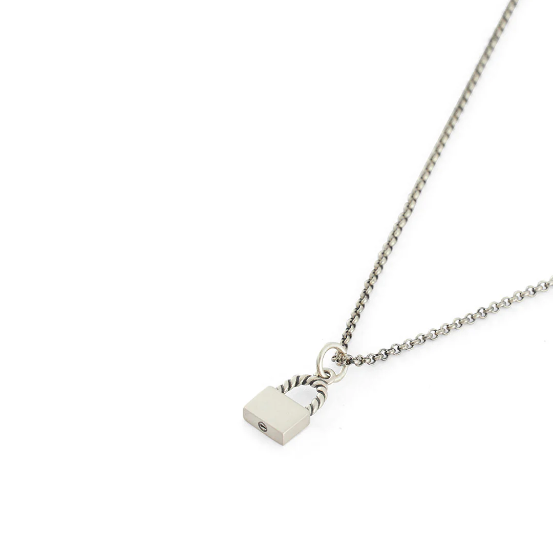 Silver Padlock Necklace - Image 4