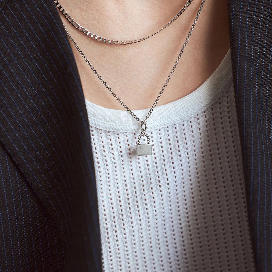 Silver Padlock Necklace - Image 6