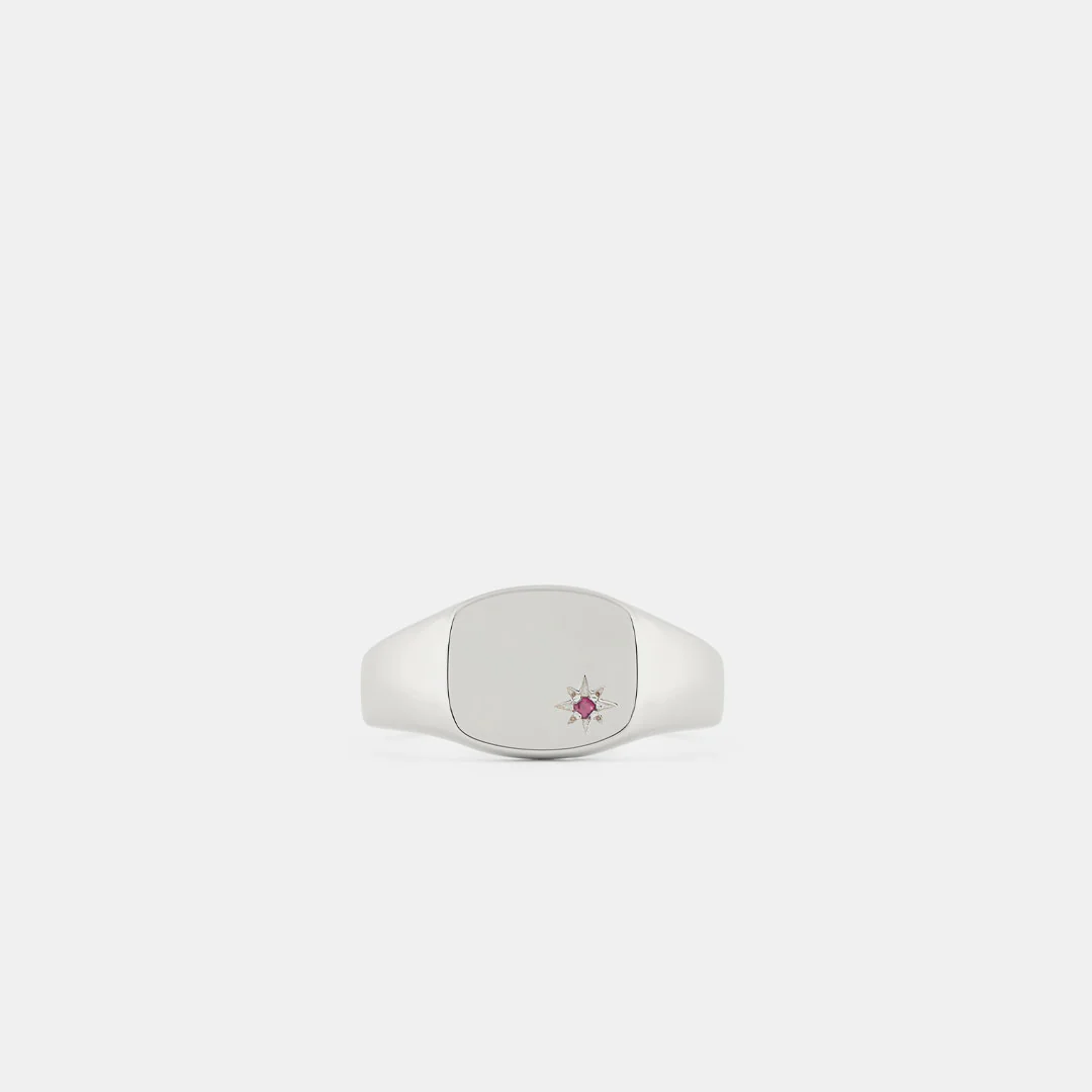 Silver Ruby Birthstone Ring - Image 3