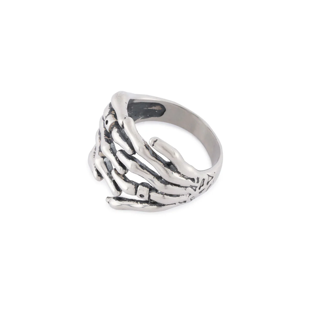Silver Skeleton Hands Ring - Image 4