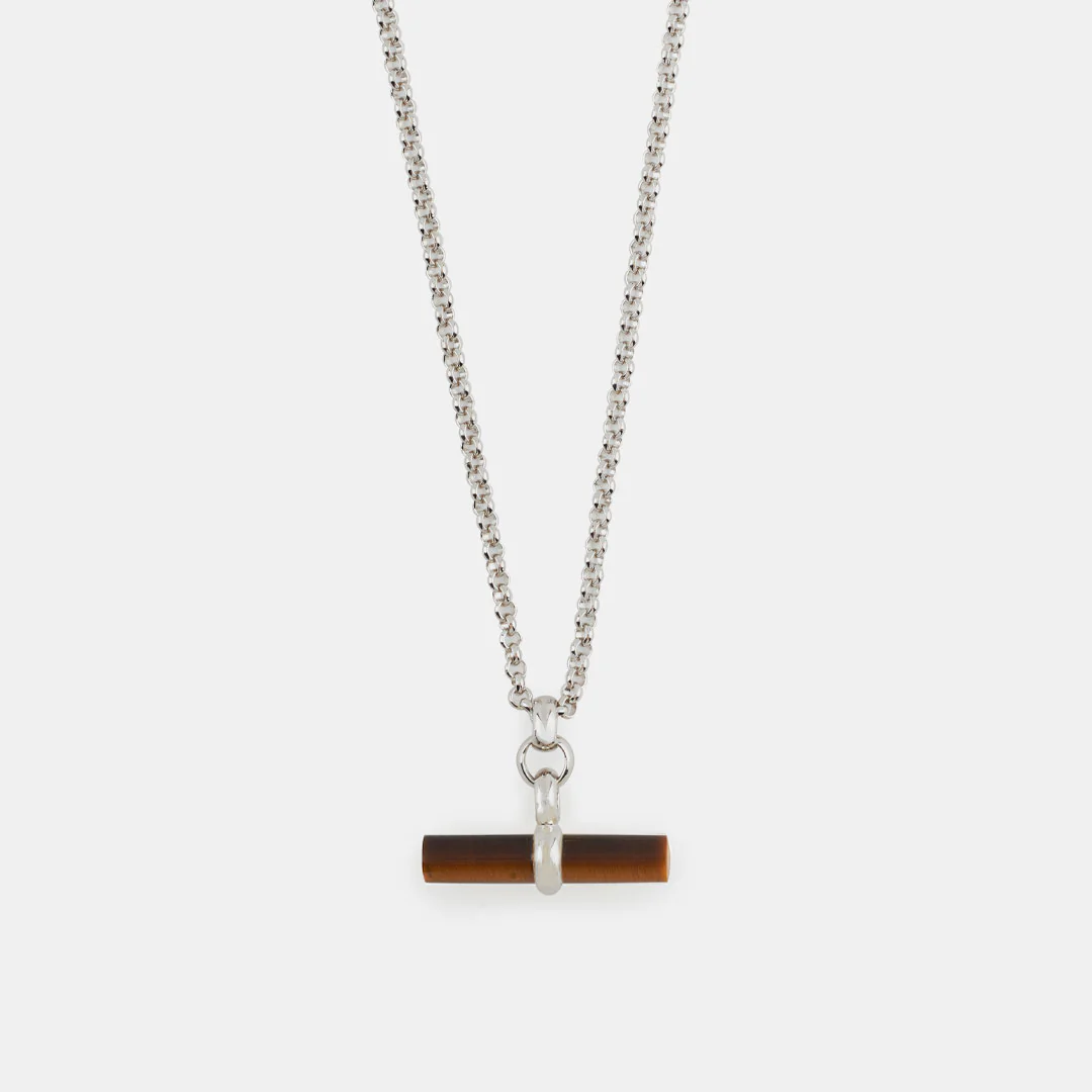 Silver Tigers Eye T-Bar Necklace - Image 3