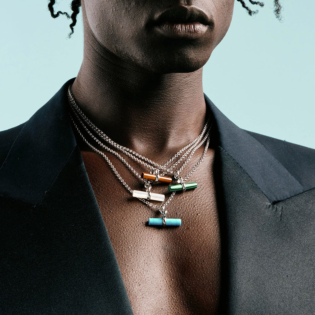 Silver Tigers Eye T-Bar Necklace - Image 5
