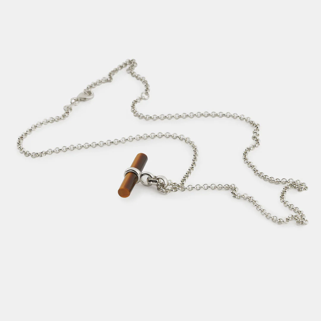 Silver Tigers Eye T-Bar Necklace - Image 6