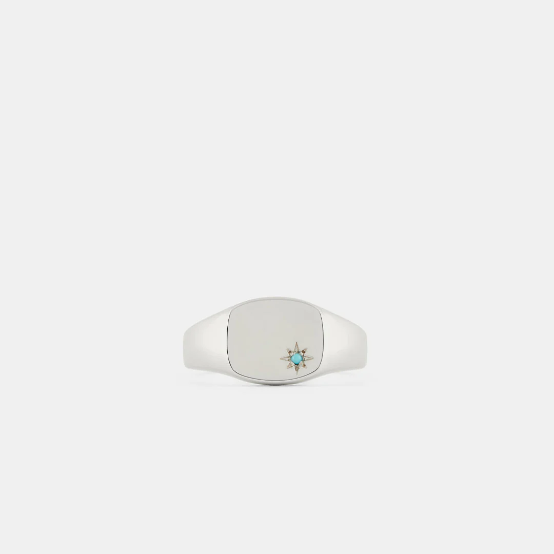 Silver Turquoise Birthstone Ring - Image 3