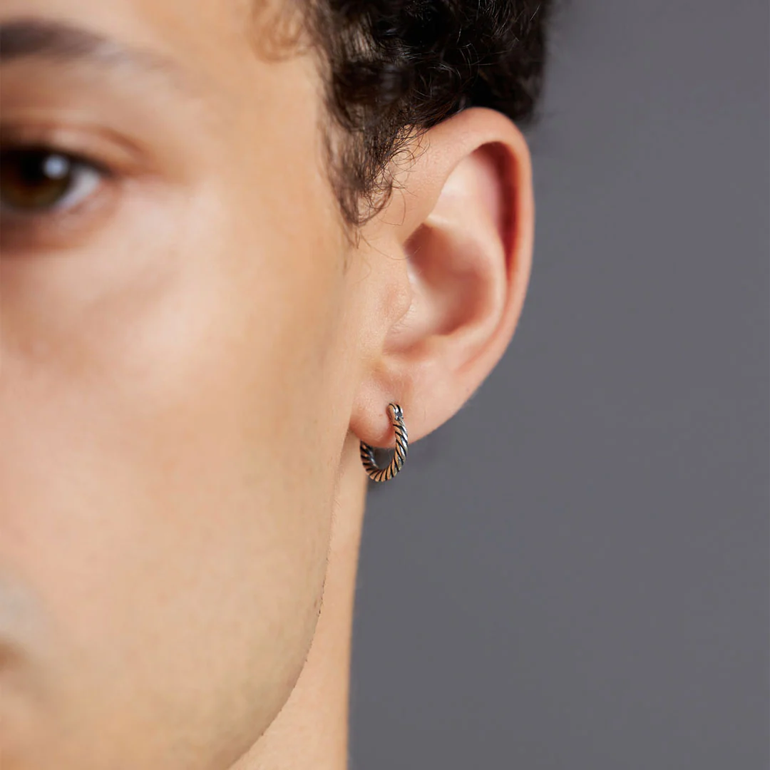 Silver Twist Hoop Earring - Image 6
